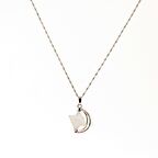 Kristal Kuvars Doğal Taş Yıldızlı Kolye, Gümüş Zincir