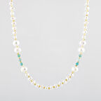 İnci-Amazonit Doğal Taş Altın Kaplama Kapama Kolye