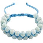 Akuamarin 8mm Çift Sıra Makrome Doğal Taş Bileklik