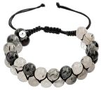 Rutilli Kuvars 8mm Çift Sıra Makrome Doğal Taş Bileklik