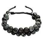 Karlı Obsidyen 8mm Çift Sıra Makrome Doğal Taş Bileklik