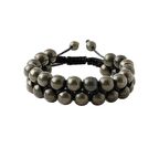 Pirit 8mm Çift Sıra Makrome Doğal Taş Bileklik