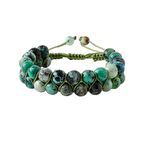 İspanyol Varisit 8mm Çift Sıra Makrome Doğal Taş Bileklik