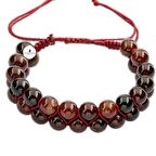 Hessonit Lal 8mm Çift Sıra Makrome Doğal Taş Bileklik