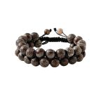 Riyolit 8mm Çift Sıra Makrome Doğal Taş Bileklik