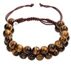 Kaplan Gözü 8mm Çift Sıra Makrome Doğal Taş Bileklik