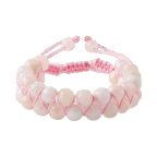 Morganit 8mm Çift Sıra Makrome Doğal Taş Bileklik