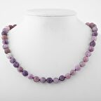 Lepidolit 8 mm Düğümlü Doğal Taş Kolye