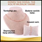 Güneş Taşı 3-4mm Dizi Kolye Bileklik Takı Seti
