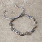 Labradorit Natürel Kesim Doğal Taş Makrome Bileklik