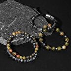 İç Huzur Sakinlik Doğal Taş Erkek Bileklik Seti