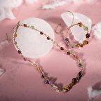 Oğlak Burcu Kolye Bileklik Seti Ametist, Bordo Granat Lal, Jasper, Kaplan Gözü, Kunzit, Prehnit, Renkli Turmalin