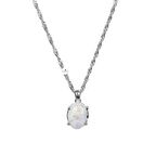 Ay Taşı Doğal Taş Gümüş Oval Kolye