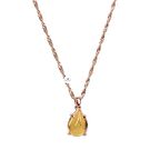 Sitrin Doğal Taş Rose Gümüş Damla Kolye