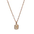 Altın Rutilli Kuvars Doğal Taş Rose Gümüş Oval Kolye