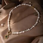 İnci-Zebercet Doğal Taş Gümüş Kolye