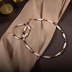 İnci-Jasper Doğal Taş Gümüş Takı Seti