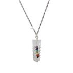 Kristal Kuvars Çakra Gümüş Kolye Ametist, Bordo Granat Lal, Buz Mavizi Apatit, Kırmızı Akik, Kristal Kuvars