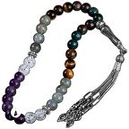 Balık Burcu Tesbih Ametist, Kan Taşı, Kaplan Gözü, Labradorit, Necef