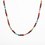 Kırmızı Akik-Ay Taşı-Ametist-Güneş Taşı-Yeşim-Amazonit Doğal Taş Kolye