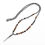 Kaplan Gözü-Hematit Doğal Taş Erkek Gümüş Tasarım Kolye