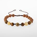 Kalsit-Kaplan Gözü-Hematit-Rudrashka-Lav Taşı Doğal Taş Gümüş Erkek Bileklik