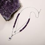 Ametist Doğal Taş Gümüş Tasarım Kolye - 54cm