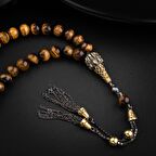 Kaplan Gözü Doğal Taş 8mm Gümüş Tesbih