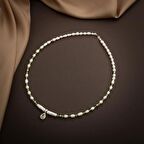 İnci-Zebercet Peridot Doğal Taş Gümüş Tasarım Kolye - 54cm