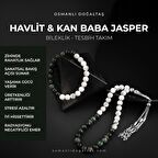 Havlit-Yeşil Jasper Doğal Taş Tesbih Bileklik Seti