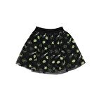 Panço Kız Çocuk Neon Baskılı File Etek Siyah