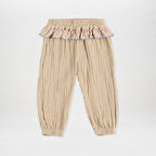 Kız Çocuk Dantel Detaylı Pantolon Bej