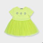 Panço Kız Çocuk  Baskı Detaylı Örme Elbise Sarı