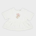 Kız Çocuk Nakış Detaylı Sweatshirt Ekru