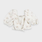 Kız Çocuk Çıtır Desenli Bluz Ekru