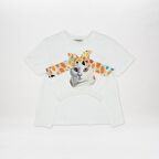 Panço Kız Çocuk Üç Boyutlu Baskı Detaylı T-Shirt Ekru