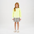 Kız Çocuk Tül Detaylı Denim Etek Gri