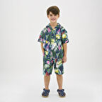 Erkek Çocuk Desenli Gömlek Lacivert