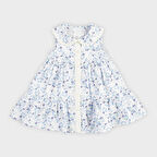 Kız Çocuk Çiçek Desenli Elbise Mavi