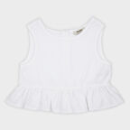 Kız Çocuk Eteği Fırfır Detaylı Bluz Beyaz
