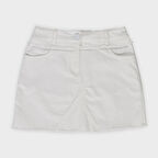 Kız Çocuk Düğmeli Etek Beyaz