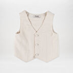 Erkek Çocuk Düğme Detaylı Yelek Bej