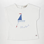 Kız Çocuk Baskı Detaylı T-Shirt Ekru