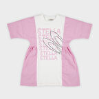 Kız Çocuk Baskı Detaylı Elbise Beyaz