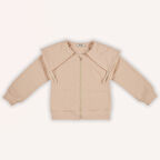 Kız Çocuk  Geniş Yaka Detaylı Fermuarlı Sweatshirt     