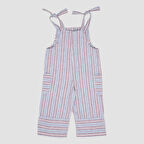 Kız Çocuk  Çizgi Desenli Salopet       