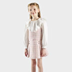 Kız Çocuk Tüvit Elbise Pudra