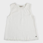 Kız Çocuk Metal Aksesuarlı Atlet Ekru