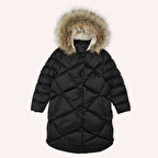 Kız Çocuk Kapüşonu Suni Kürklü Kaban Lila