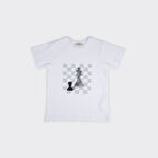 Erkek Çocuk Satranç Baskılı Pijama Üstü Beyaz